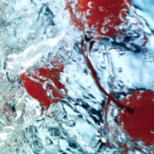 Cherries Swirling In Water And Ice