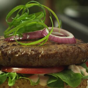 Green Onion Falling On Burger V4